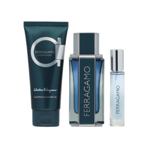 S/F FERRAGAMO INTENSE LEATHER MAN EDP 100ML+EDP 10ML+100ML SHAMPOO& SG (3PCS SET)