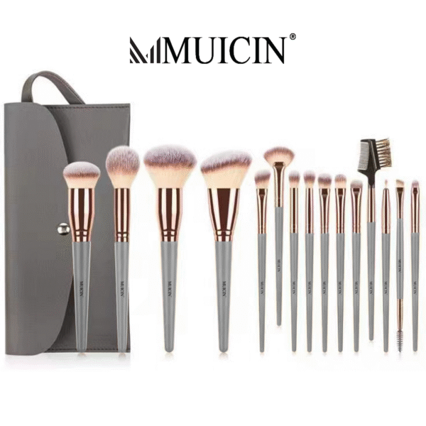 MUICIN Beige & Rose Gold Makeup Brushes Set 15 PC
